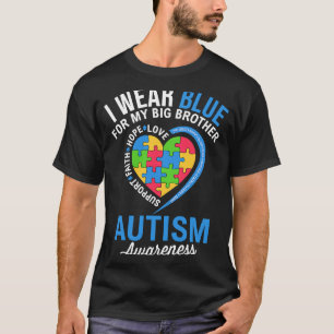 Camiseta Eu Visto Azul Para Meu Grande Irmão Autismo Sensib