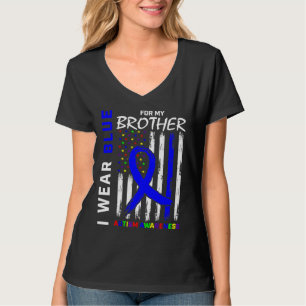 Camiseta Eu Visto Azul Para Meu Irmão Autismo Consciência A