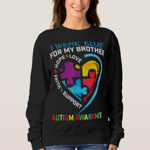 Camiseta Eu Visto Azul Para Meu Irmão Autismo Quebra-cabeça