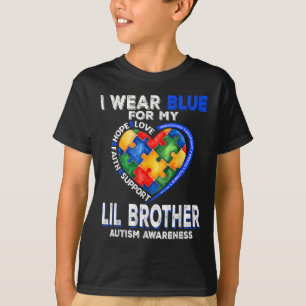 Camiseta Eu Visto Azul Para Meu Irmão Idiota Autismo Mo
