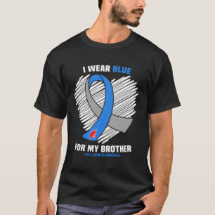 Camiseta Eu Visto Azul Para Meu Irmão Tipo 1 Diabetes Aware