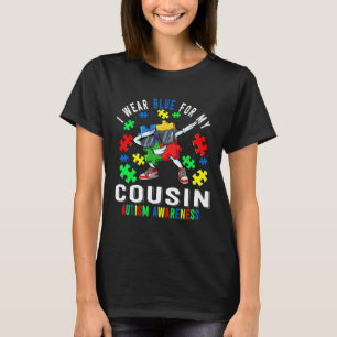 Camiseta Eu Visto Azul Para Meu Primo Autismo Dia de Consci