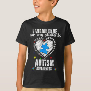 Camiseta Eu Visto Azul Para Meus Estudantes Autismo Sensibi