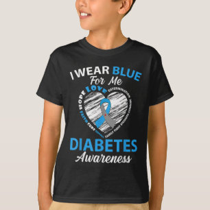Camiseta Eu Visto Azul Para Mim Mês De Consciência Da Diabe