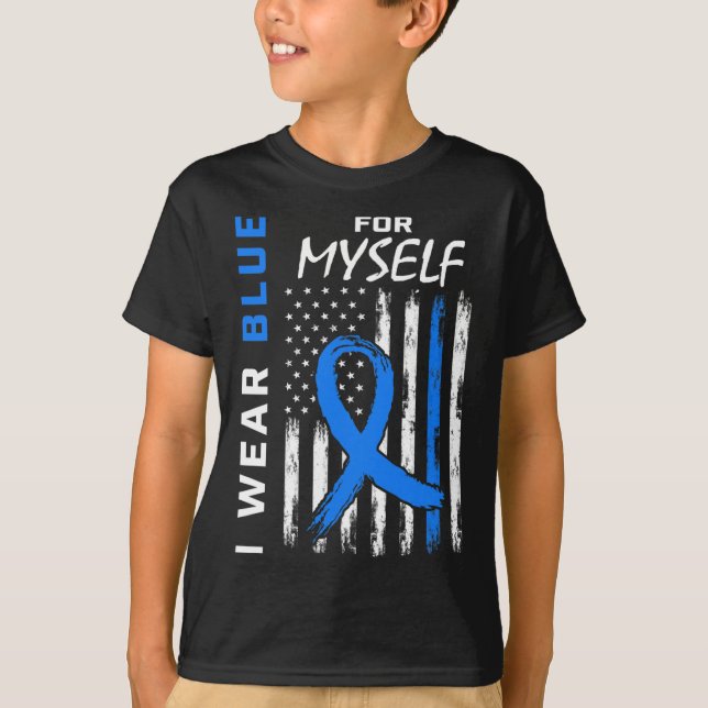 Camiseta Eu Visto Azul Para Mim Próprio Diabetes Consciênci (Frente)