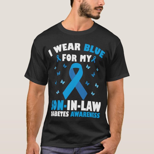 Camiseta Eu Visto Azul Para Minha Consciência Da Diabetes D (Frente)