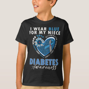 Camiseta Eu Visto Azul Para Minha Consciência Da Diabetes T