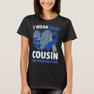 Camiseta Eu Visto Azul Para Minha Consciência Diabetes Ribb