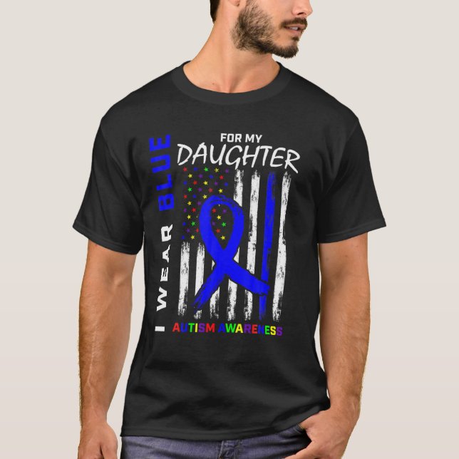 Camiseta Eu Visto Azul Para Minha Filha Autismo Consciência (Frente)