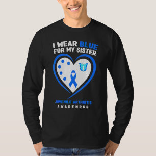 Camiseta Eu Visto Azul Para Minha Irmã Artrite Juvenil Cons