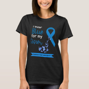 Camiseta Eu Visto Azul Para Minha Irmã Diabetes Guerreiros