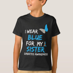Camiseta Eu Visto Azul Para Minha Irmã Sensibilização Diabe