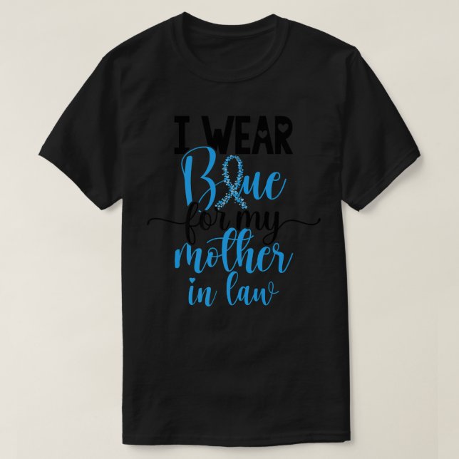 Camiseta Eu Visto Azul Para Minha Mãe em Direito Cancer de  (Frente do Design)