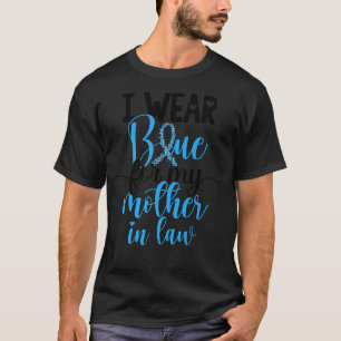 Camiseta Eu Visto Azul Para Minha Mãe em Direito Cancer de