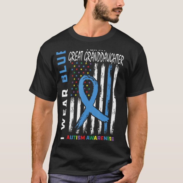 Camiseta Eu Visto Azul Para Minha Neta Excelente Autismo Aw (Frente)