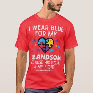 Camiseta Eu Visto Azul Para O Avô Combatendo Autismo Com Co
