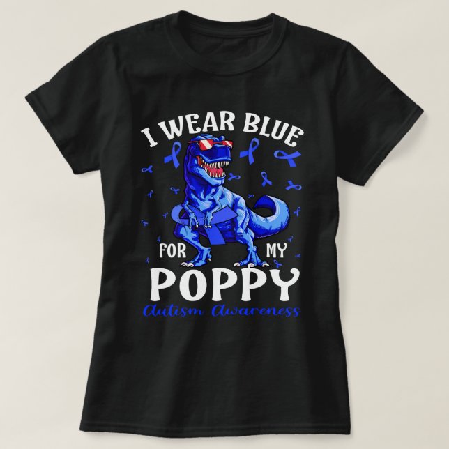 Camiseta Eu Visto Azul Para O Meu Dinossauro De Consciência (Frente do Design)