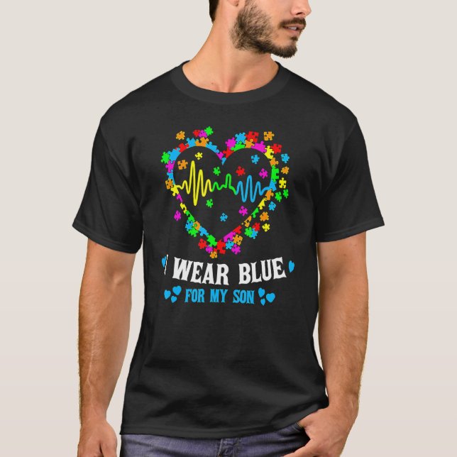 Camiseta Eu Visto Azul Para O Meu Filho Ama A Consciência D (Frente)