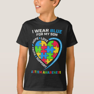 Camiseta Eu Visto Azul Para O Meu Filho Autismo Consciência