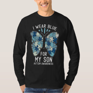 Camiseta Eu Visto Azul Para O Meu Filho Autismo Consciência