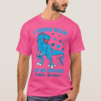 Camiseta Eu Visto Azul Para O Meu Irmão Diabetes Dinossauro