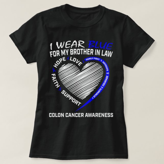 Camiseta Eu Visto Azul Para O Meu Irmão Em Direito Cancer D (Frente do Design)