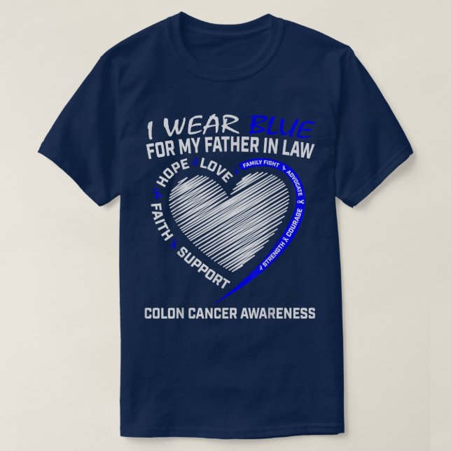 Camiseta Eu Visto Azul Para O Meu Pai Na Lei Cancer De Colo (Frente do Design)