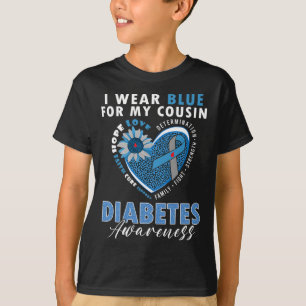 Camiseta Eu Visto Azul Para O Meu Primo Tipo 1, Diabetes Aw