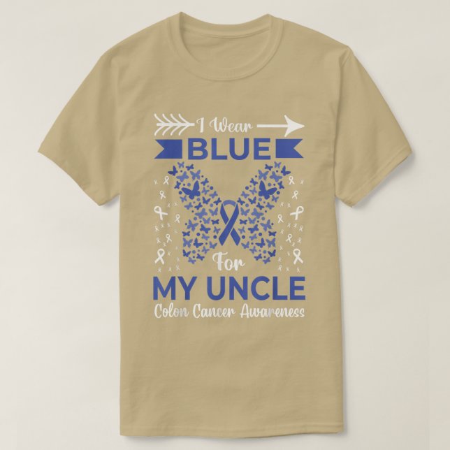 Camiseta Eu Visto Azul Para O Meu Tio Colon Cancer Sensibil (Frente do Design)