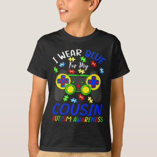 Camiseta Eu Visto Azul Para Os Primos Jovens Jogo Autismo A