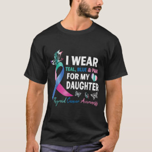 Camiseta Eu Visto Azul Teal & Rosa Para Minha Filha Thy