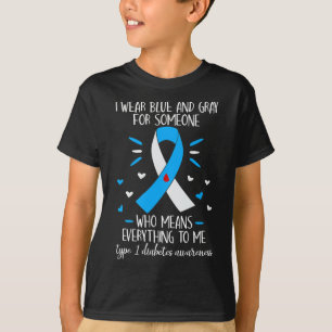 Camiseta Eu Visto Blue E Cinza Tipo 1 Diabetes Sensibilizaç