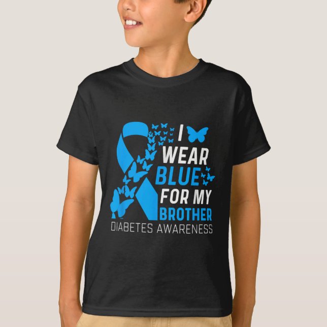 Camiseta Eu Visto Blues Para Meu Irmão Diabetes De Fita Awa (Frente)