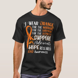 Camiseta Eu Visto Borboleta Laranja Suporte a ADHD Awaren