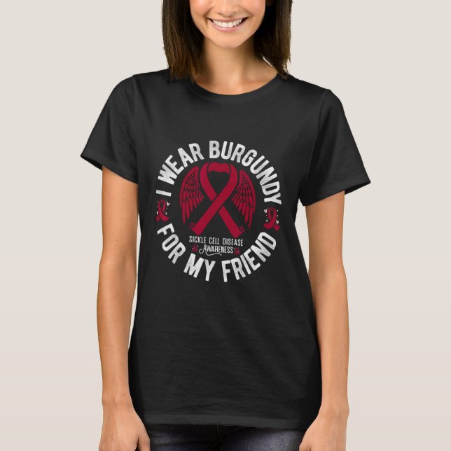 Camiseta Eu Visto Borgonha Para Meu Amigo Células Falsiform (Frente)