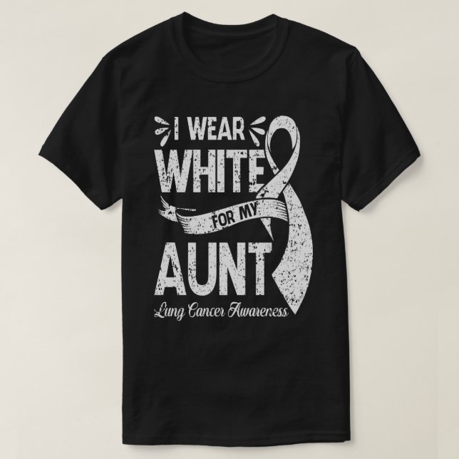 Camiseta Eu Visto Branco Para Minha Tia Consciência Do Canc (Frente do Design)