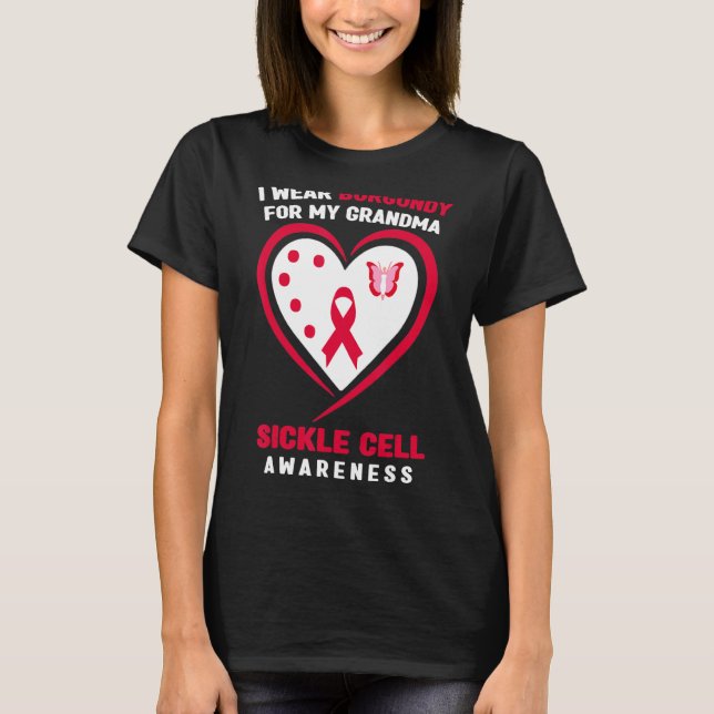 Camiseta Eu Visto Burgundy Para Minha Avó Célula Falsiforme (Frente)
