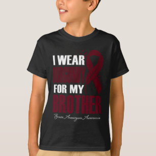 Camiseta Eu Visto Burgundy Para O Meu Irmão Cérebro Aneuris