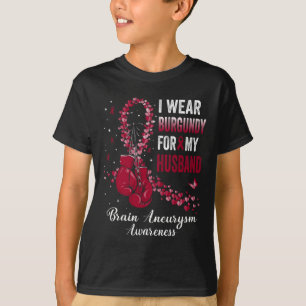 Camiseta Eu Visto Burgundy Para O Meu Marido Cérebro Aneuri