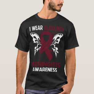 Camiseta Eu Visto Burgundy Pela Consciência Da MENINGITE