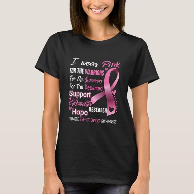 Camiseta Eu Visto Cancer de Mama Rosa Promover Cancer de Ma (Frente)