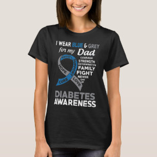 Camiseta Eu Visto Cinza Azul & para o meu Pai Diabetes