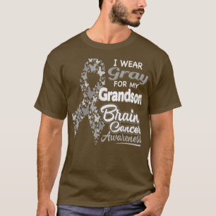 Camiseta Eu visto Cinzas para o Cancer do meu neto cérebro