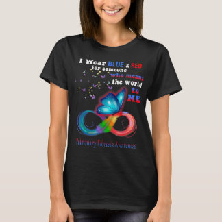 Camiseta Eu Visto Consciência da Fibrose Pulmonar Azul e Ve