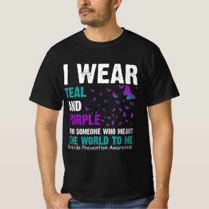 Camiseta Eu Visto Consciência Do Suicídio Teal E Roxo E Pre