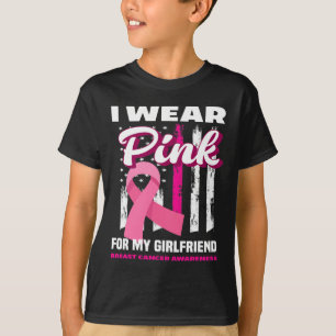 Camiseta Eu Visto Cor-De-Rosa Para O Cancer De Mama Namorad
