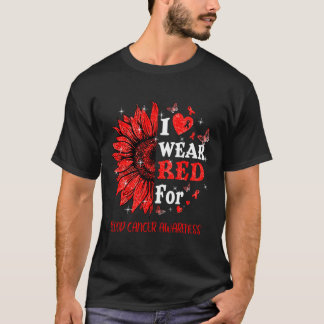 Camiseta Eu visto Coração Vermelho Brilhante Cancer de Sang