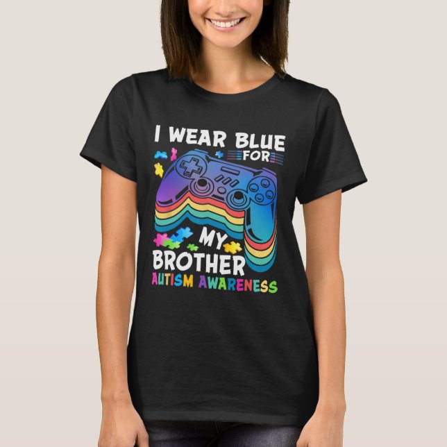 Camiseta Eu Visto De Azul Para Os Meus Irmãos Autismo Acons (Frente)