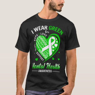 Camiseta Eu Visto do Coração Verde Fita Verde Saúde Mental