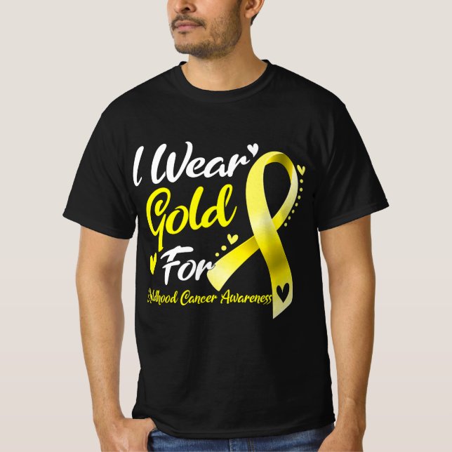 Camiseta Eu Visto Dourado Para A Consciência Do Cancer Na I (Frente)